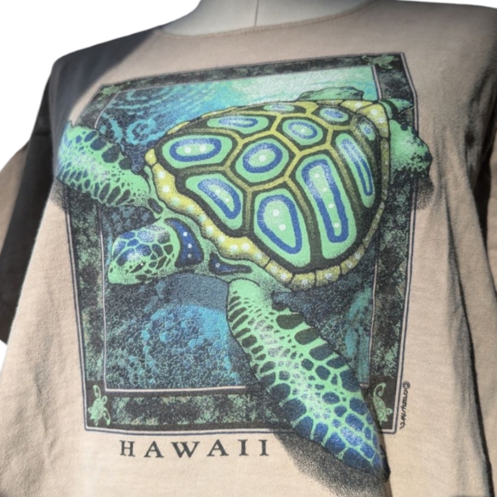 VTG Turtle Tee Hawaii Crazy Shirt Kona  Coffee Dyed Combed Cotton - Picture 2 of 7